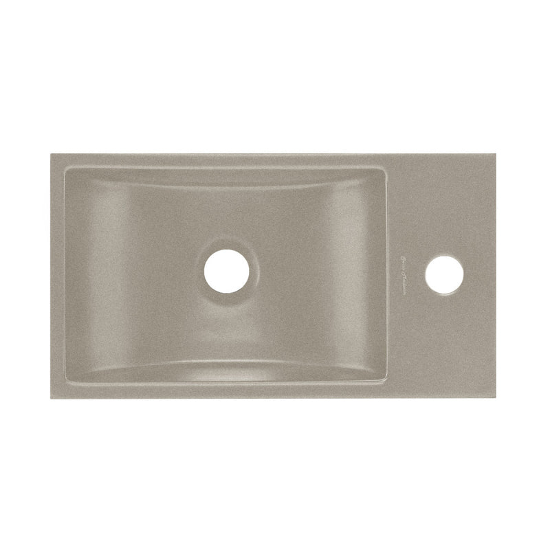 Lisse 16" Concrete Rectangle Wall-Mounted Sink with Right Side Faucet Mount in Matte Taupe