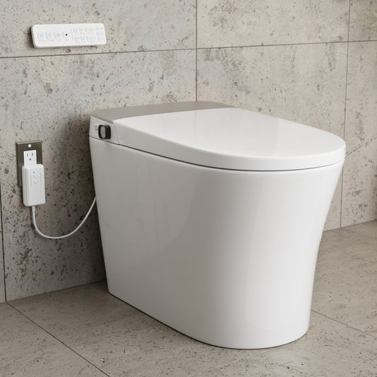 Hugo G Smart Toilet 12" Rough-in ADA Height in Glossy White with Integrated Tank, Auto Flush, Night Light