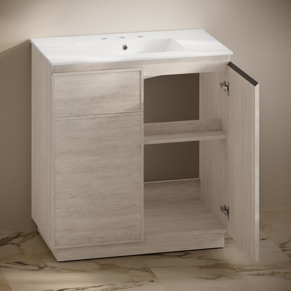 St. Tropez 36" Freestanding Bathroom Vanity in White Oak with 3-Hole Widespread Sink Top