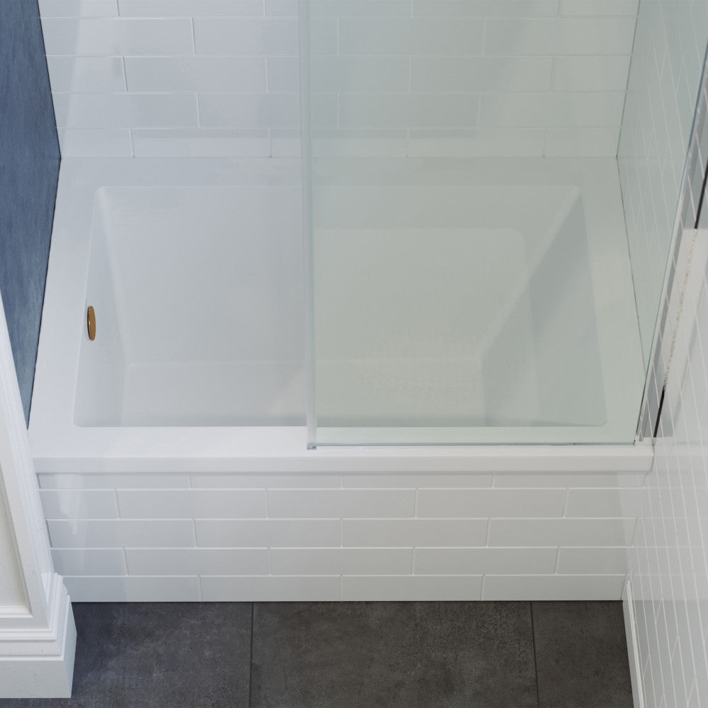 Alcove non-skirted alcove bathtub 48x32 inch with left-hand drain, white acrylic finish.