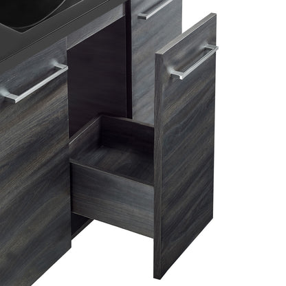 Annecy 60 in. Black Walnut, Double Basin Bathroom Vanity With Black Artificial Stone Sink Top