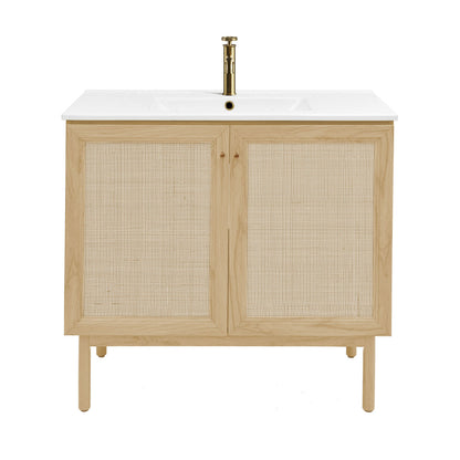 Classe 36" Freestanding Bathroom Vanity in Natural Oak with Sink Top