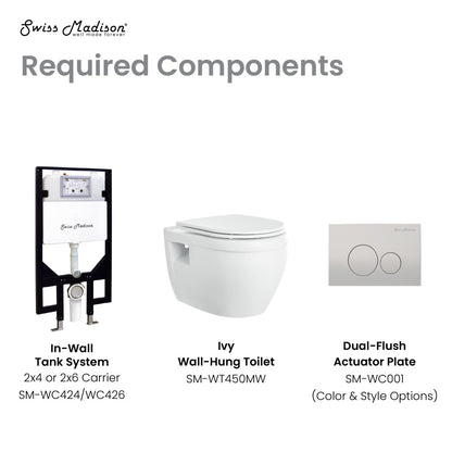 Elongated wall-hung toilet bowl in matte white, sleek modern design without visible tank.