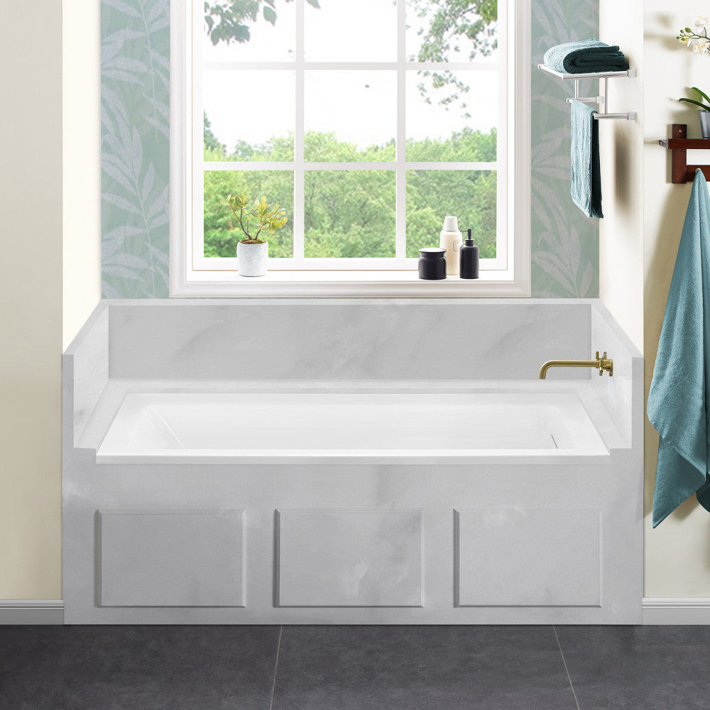 Voltaire 60 x 32 Right Drain Soaking Alcove Bathtub in Glossy White with Integrated Overflow, Drain Included