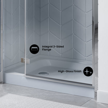 Voltaire 60" x 36" Single-Threshold, Left-Hand Drain, Shower Base in Gray