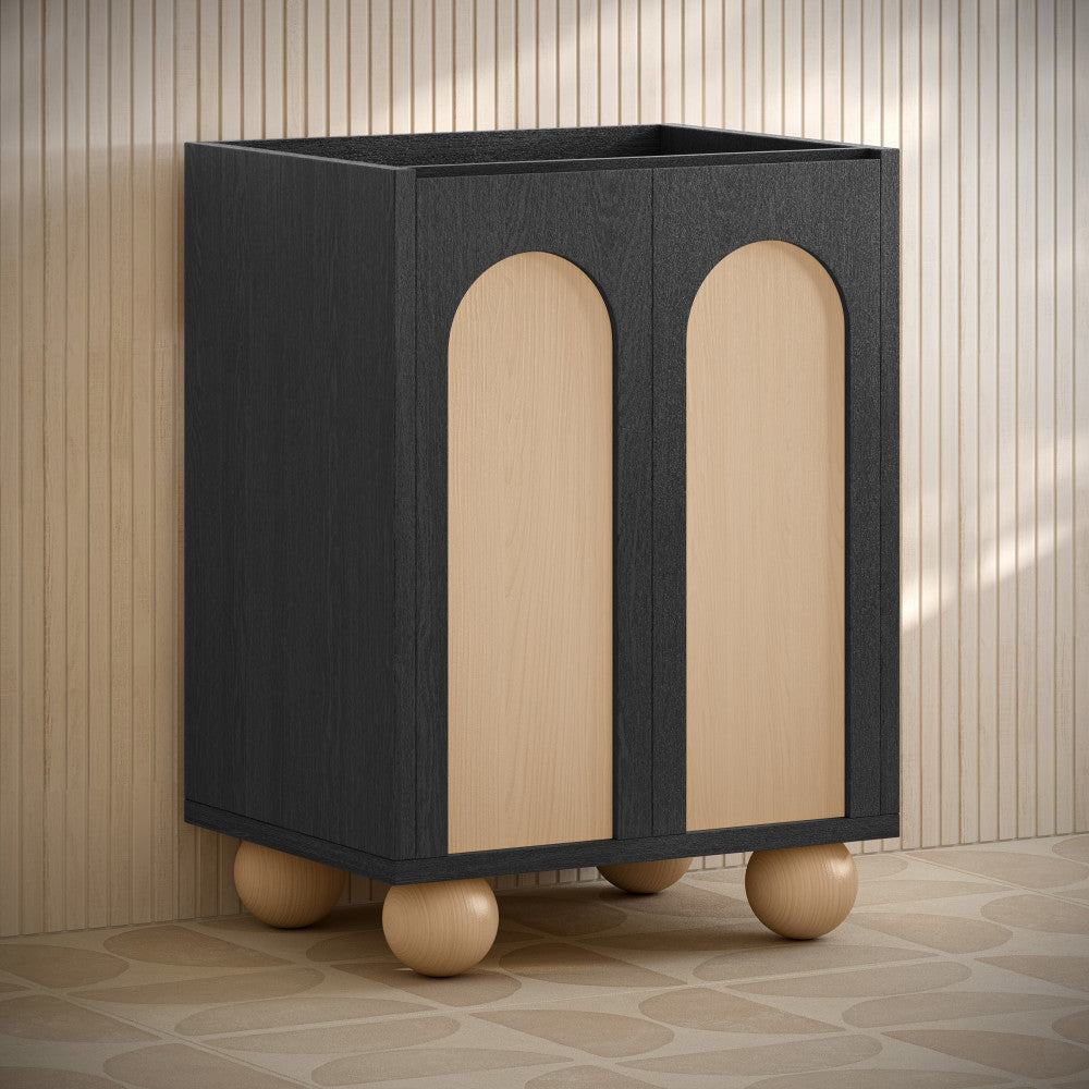 Plaisir II 24" Freestanding Bathroom Vanity Cabinet without Top in Black Oak