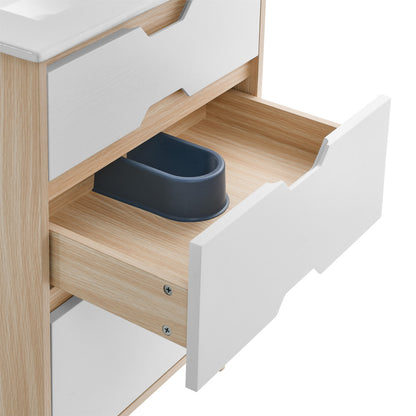 Brusque 24" Freestanding Bathroom Vanity in Natural Oak with Sink Top