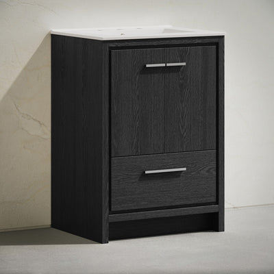Virage 24" Freestanding Bathroom Vanity in Black Oak with 3-Hole Widespread Sink Top