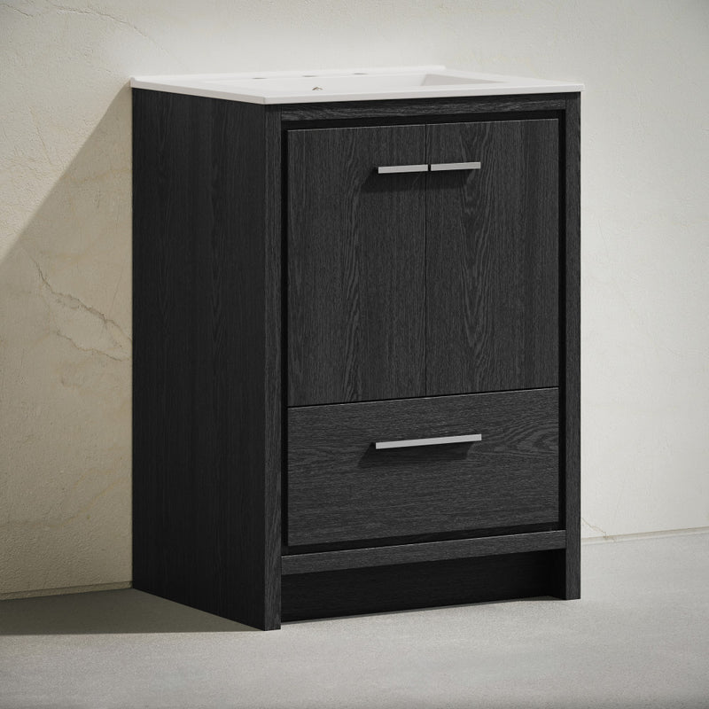 Virage 24" Freestanding Bathroom Vanity in Black Oak with 3-Hole Widespread Sink Top