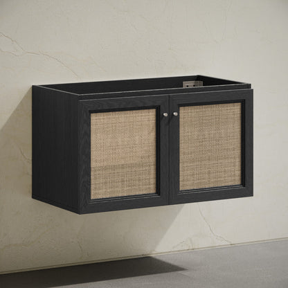 Classe 36" Wall-Mounted Bathroom Vanity in Black Oak without Sink Top
