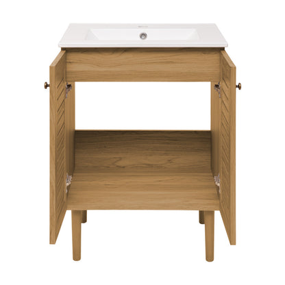 Bron 24" Freestanding Bathroom Vanity in Golden Oak with Sink Top