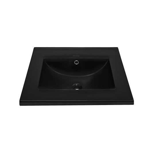 18" Zero Hole Vanity Sink Top in Matte Black