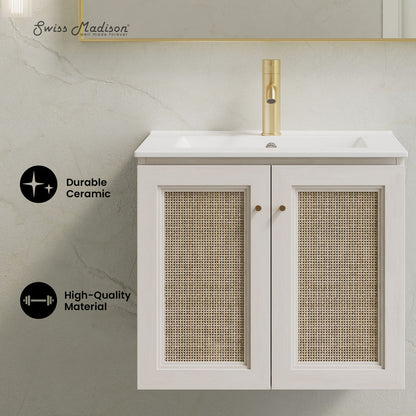 Classe 24" Wall-Mounted Bathroom Vanity in White Oak with Single Faucet Hole Vanity Top