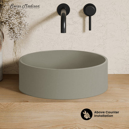 Lisse 14.5" Concrete Round Vessel Sink in Matte Taupe