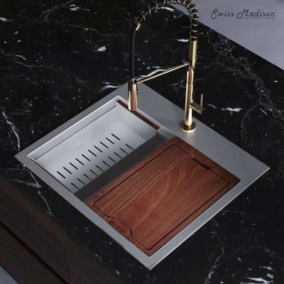 Ravi Single Basin 25 x 22 Topmount Kitchen Workstation Sink