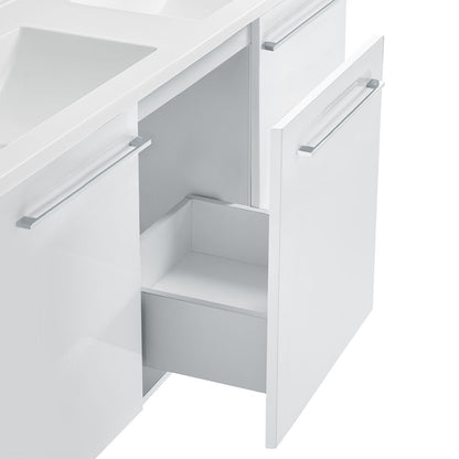 Annecy 60" Freestanding Bathroom Vanity in White with Sink Top