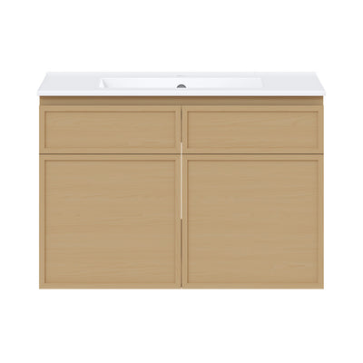 St. Tropez 30" Wall-Mounted Bathroom Vanity in Natural Oak with Sink Top