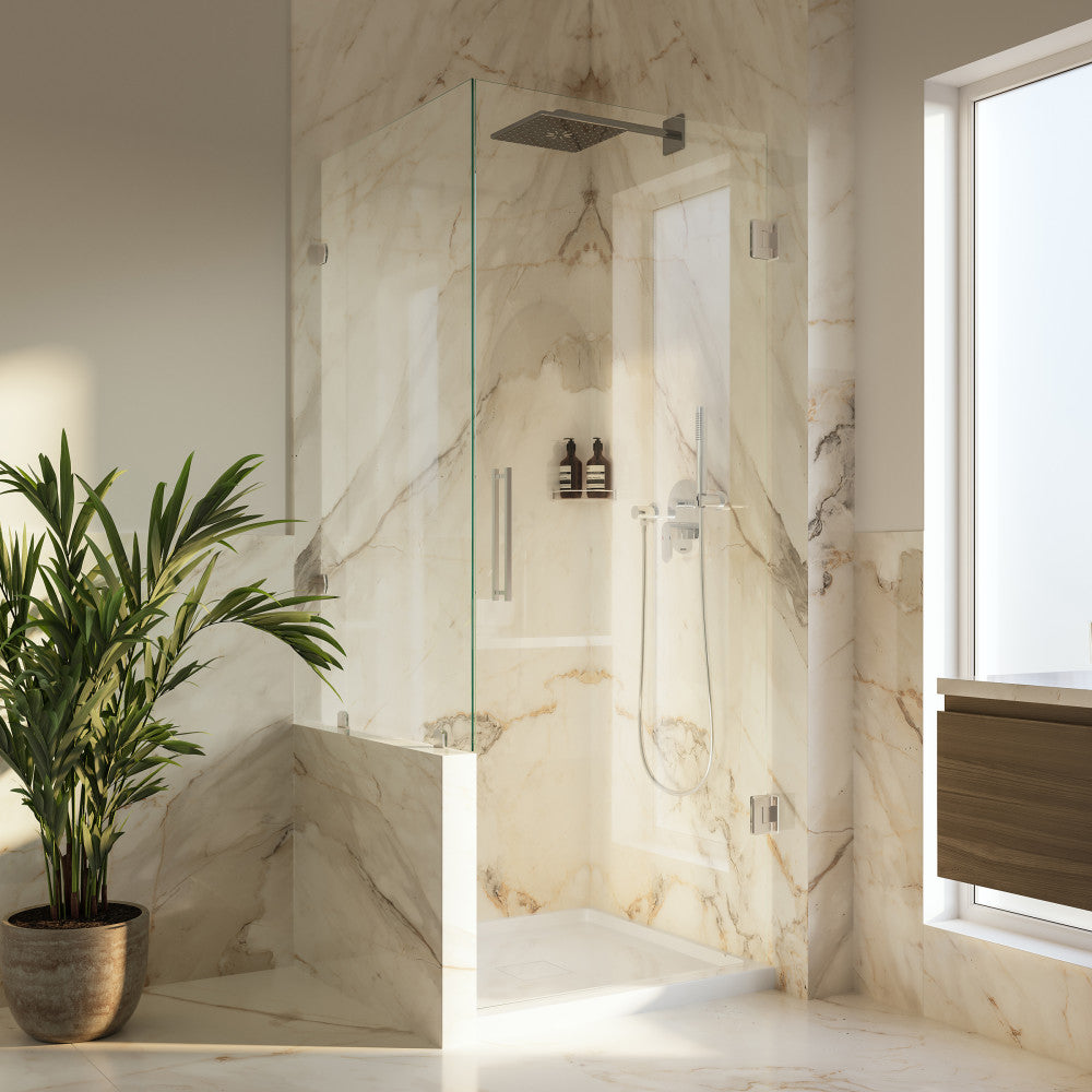 Marquette 32 x 32 Shower Pan Base with Center Drain in Glossy White