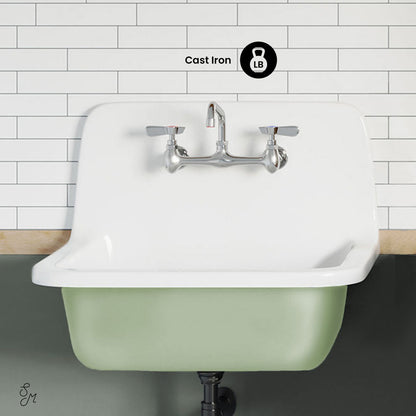 Loire 22" Cast Iron Rectangle Wall-Mounted Sink in Glossy Sage