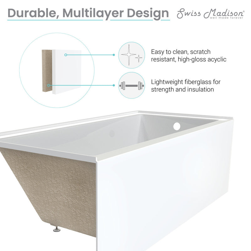 Voltaire 60" x 30" Right-Hand Drain Alcove Bathtub with Apron (13 - Pack)