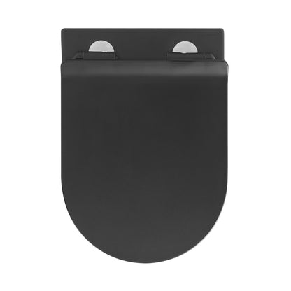 Calice Wall-Hung Toilet Bundle 0.8/1.6 GPF Dual Flush in Matte Black with Brass Flush Plate