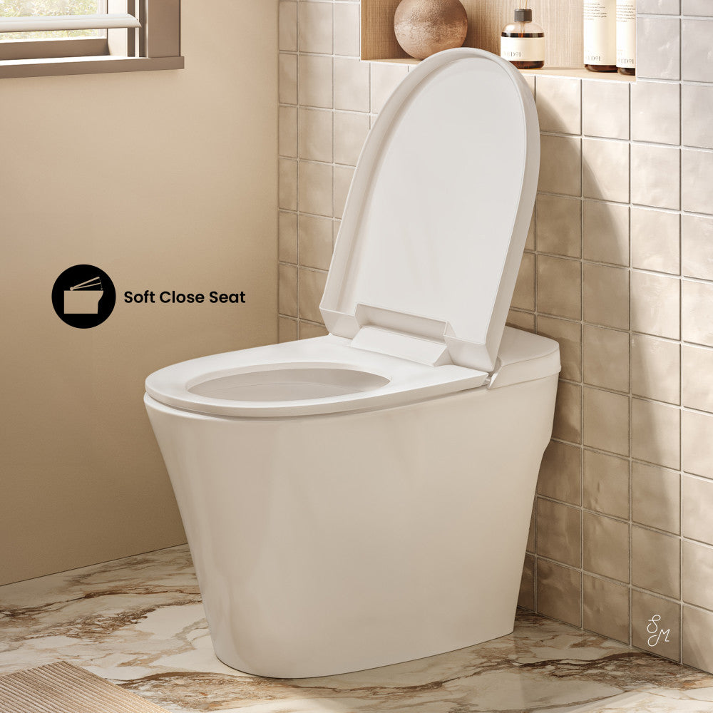 Hugo H Power Flush Tankless Toilet 7" Back Outlet 1 GPF Non-Electric Toilet with Integrated Tank in Glossy White