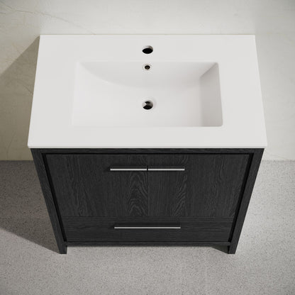 Virage 30" Freestanding Bathroom Vanity in Black Oak with Sink Top