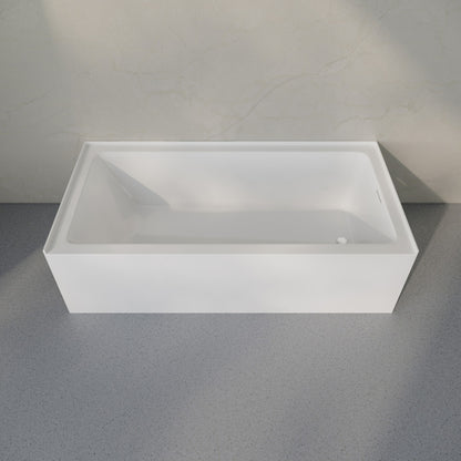 Voltaire 72 x 32 Skirted Right Drain Soaking Alcove Bathtub in Glossy White, Drain Included