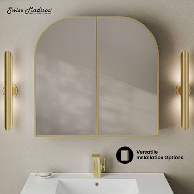 Porte 32 x 31 Arched Recessed/Wall Mount Medicine Cabinet with Mirror in Gold