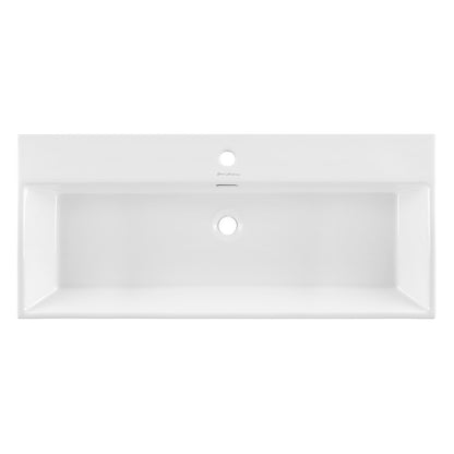 Claire 40 Ceramic Console Sink White Basin Black Legs