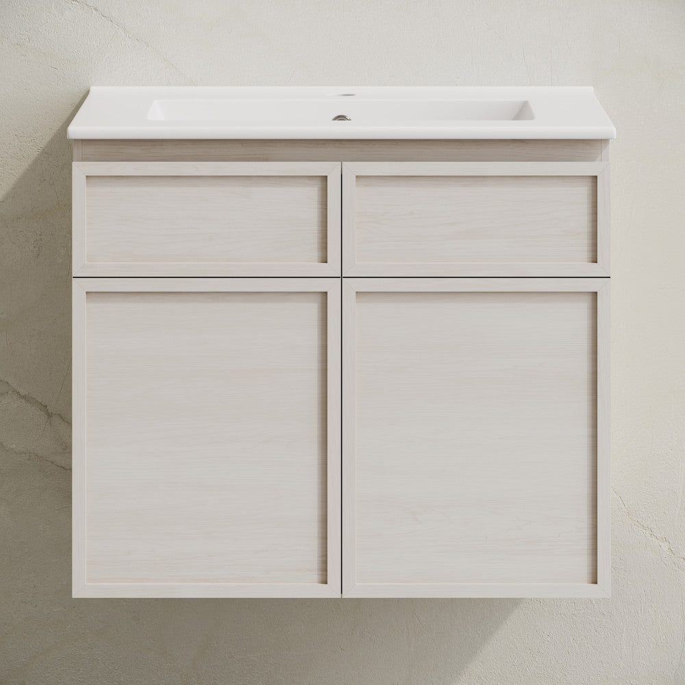 St. Tropez 24" Wall-Mounted Bathroom Vanity in White Oak with Sink Top