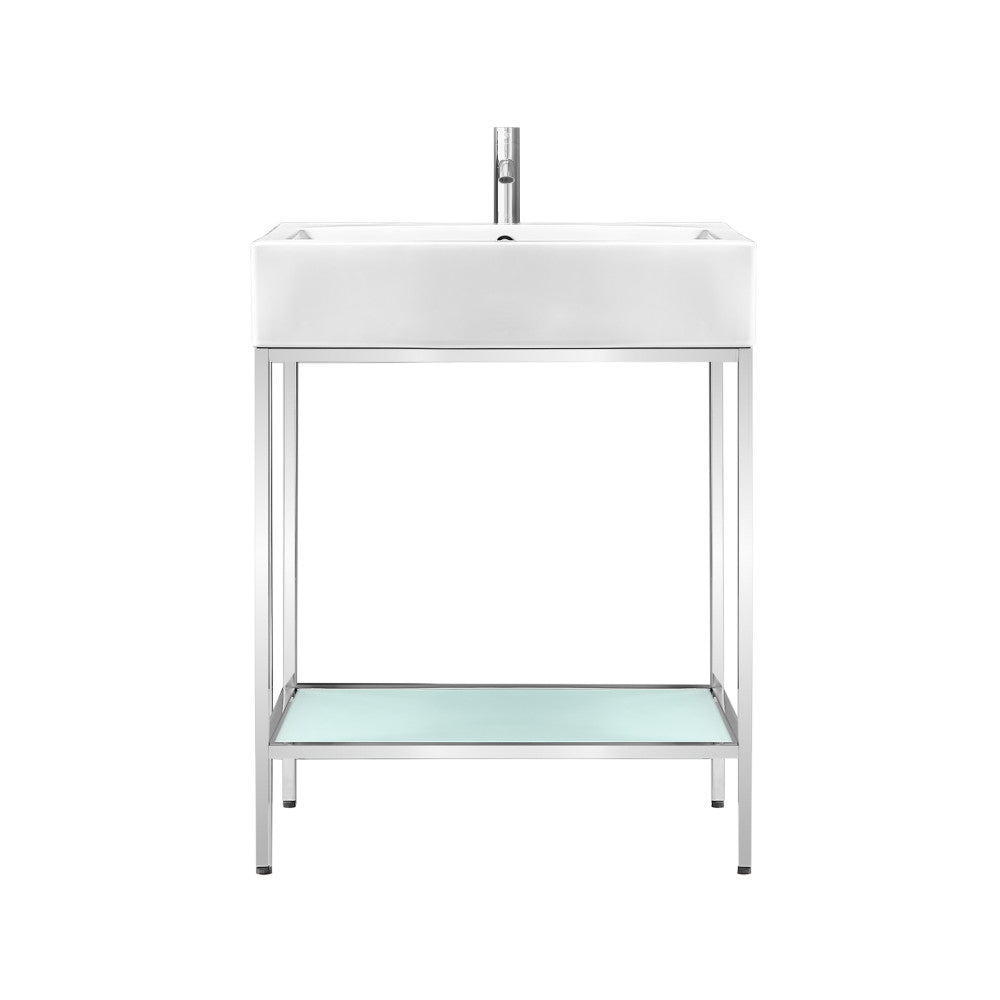 Pierre 24 Single, Freestanding, Open Shelf, Chrome Metal Frame Bathroom Vanity