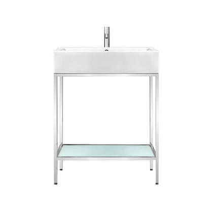Pierre 24 Single, Freestanding, Open Shelf, Chrome Metal Frame Bathroom Vanity