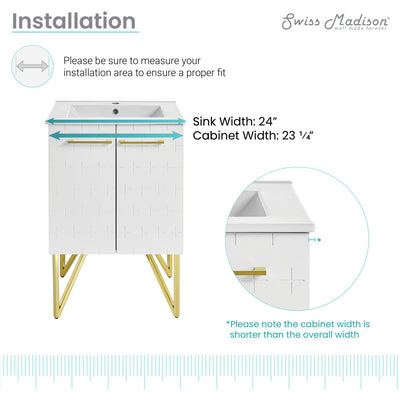 Annecy 24" Freestanding Bathroom Vanity in Galaxy White with Sink Top