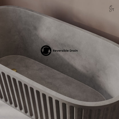 Delice 67" Freestanding Concrete Bathtub in Gray, Drain Included