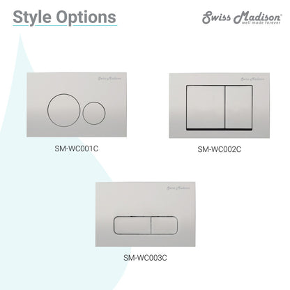 Carre Wall Mount Dual Flush Actuator Plate with Rectangle Push Buttons in Matte Chrome