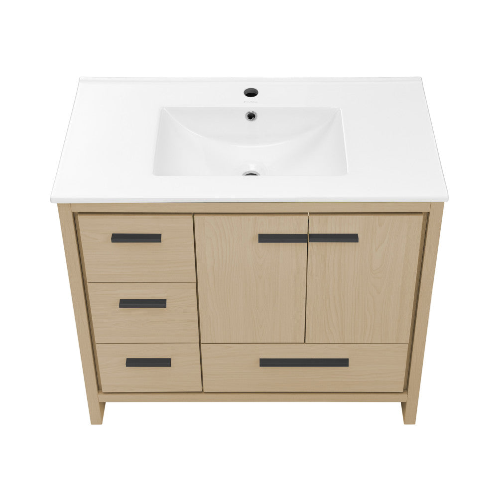 Virage 36" Freestanding Bathroom Vanity in Natural Oak with Sink Top
