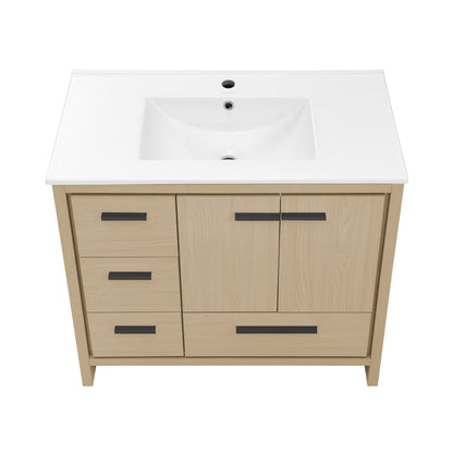 Virage 36" Freestanding Bathroom Vanity in Natural Oak with Sink Top