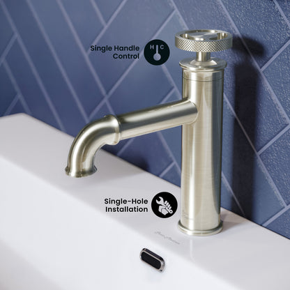 Avallon Single Hole, Single-Handle Wheel, Bathroom Faucet in Brushed Nickel