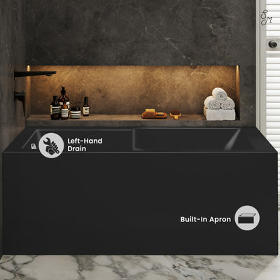 Claire 60 x 32 Left Drain Soaking Alcove Corner Apron Bathtub in Matte Black