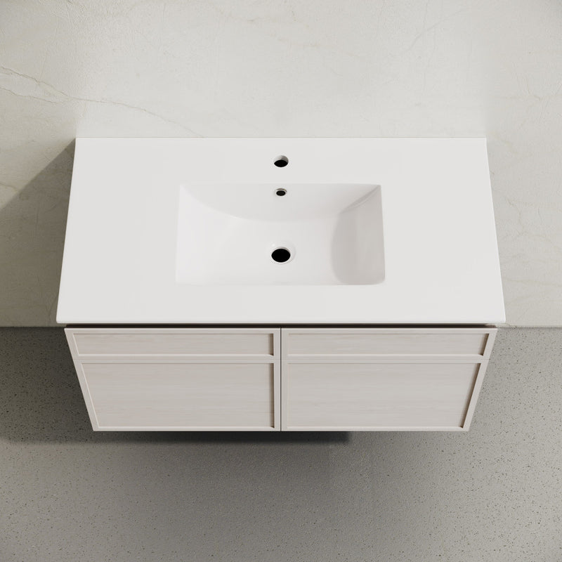 St. Tropez 36" Wall-Mounted Bathroom Vanity in White Oak with Sink Top