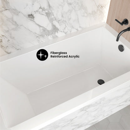 Voltaire 54 x 30 Right Drain Soaking Alcove Bathtub in Glossy White