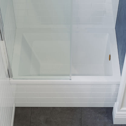 Alcove soaking bathtub 48x32 inch with right-hand drain, white acrylic, non-skirted design.