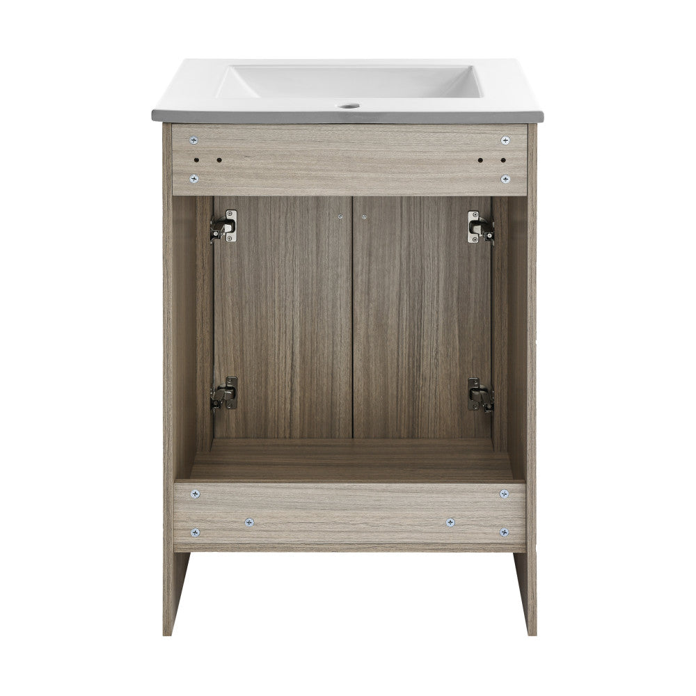 Burdon 24" Freestanding Bathroom Vanity in Weathered Oak with Sink Top