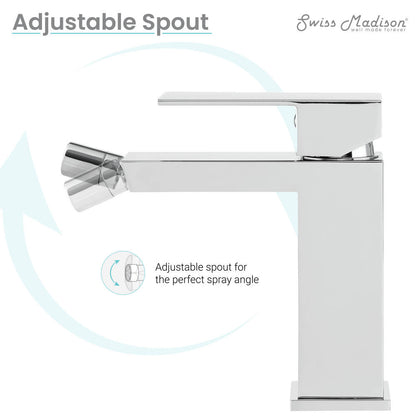 Single-handle bidet faucet in chrome with adjustable spout for spray angle.