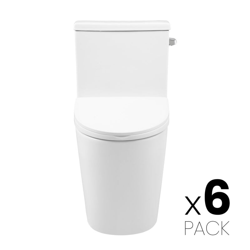 Dreux One-Piece 12" Rough-in 1.28 GPF Right Flush Elongated Toilet in Glossy White (6 - Pack)