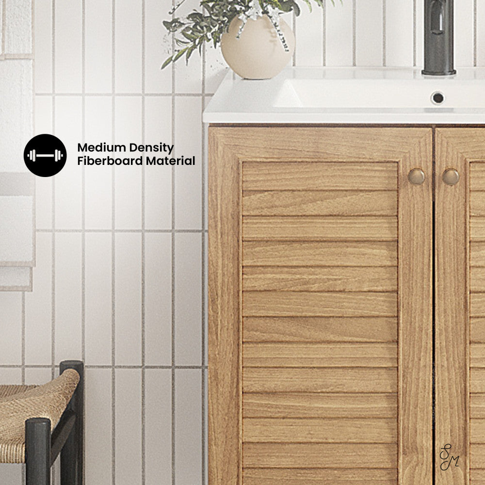 Bron 24" Freestanding Bathroom Vanity in Golden Oak with Sink Top