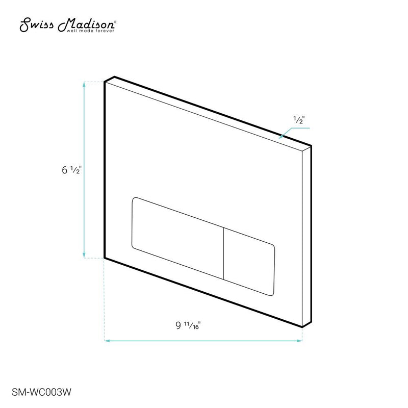 Wall Mount Dual Flush Actuator Plate with Rectangle Push Buttons in White