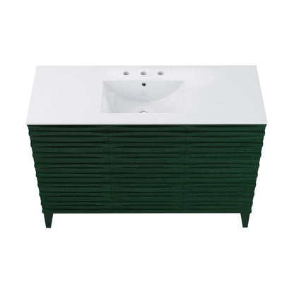 Cascade 48" Freestanding Bathroom Vanity in Green Oak with 3-Hole Widespread Sink Top