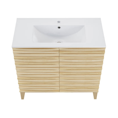 Cascade 30" Freestanding Bathroom Vanity in Natural Oak with Sink Top